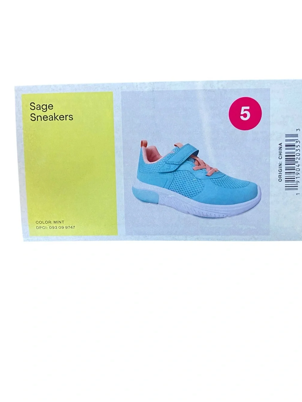 All In Motion NWT Sage Sneakers Girls Size 6 Light Teal Green Pink Laces Casual